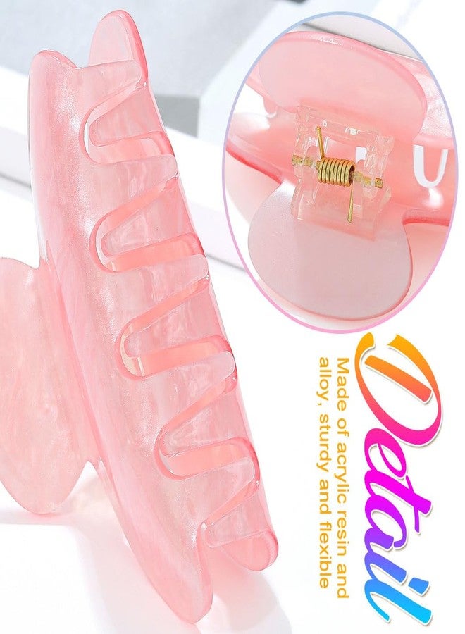 CAKURE Hair Clips Pink Acrylic Claw Clips Medium Hair Claw Hair Accessories for Women（Pack of 2） (a-beige&pink) - Image 4
